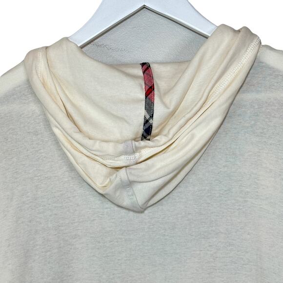 Chaps Plaid Front Lightweight Long Sleeve Tee Shirt Hoodie Women Medium Preppy - Picture 7 of 9